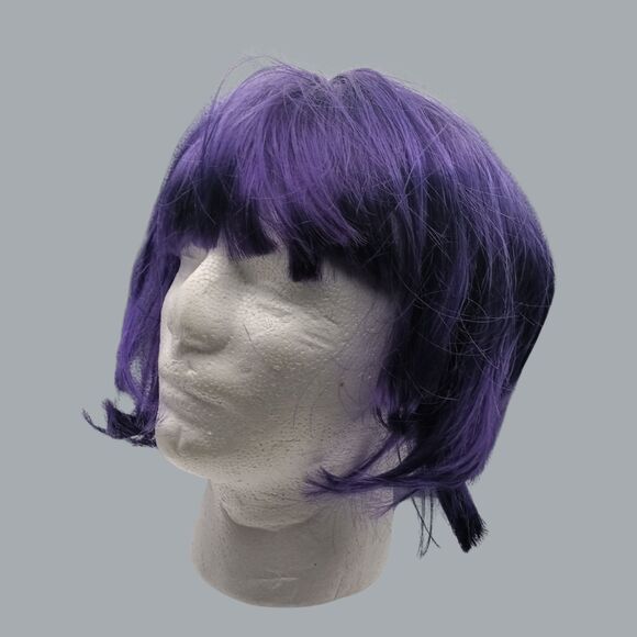 Vibrant Short Purple Synthetic Wig for Cosplay & Costume Parties - Picture 2 of 7
